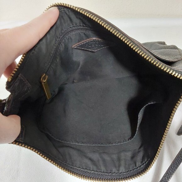 Fossil Pebbled Leather Crossbody Bag Black w Gold-Tone Hardware - Picture 10 of 11